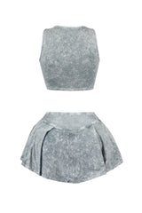 Tamia Mineral Washed Sleeveless Top &amp; Skirt SET