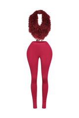 Furista Fur Halter Vest &amp; Leggings SET