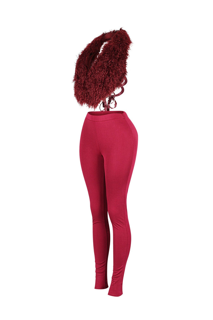 Furista Fur Halter Vest &amp; Leggings SET