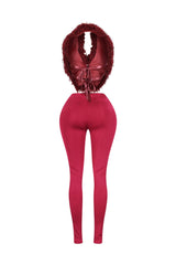 Furista Fur Halter Vest &amp; Leggings SET