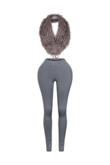 Furista Fur Halter Vest &amp; Leggings SET