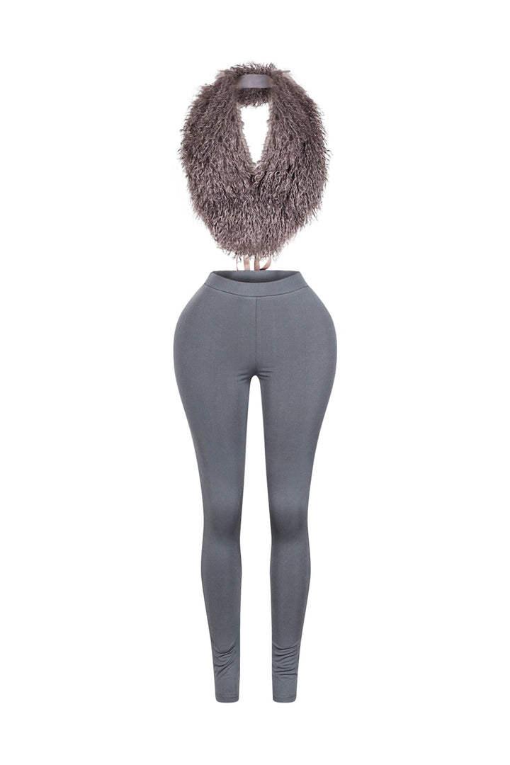 Furista Fur Halter Vest &amp; Leggings SET