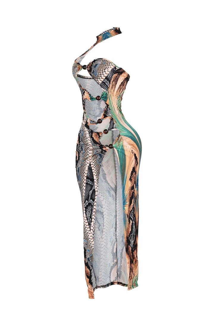 Veneshiа Snake Print Midi Dress