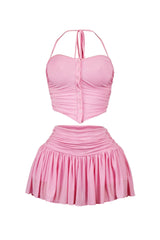 Stuck With U Mesh Ruched Top &amp; Skirt SET