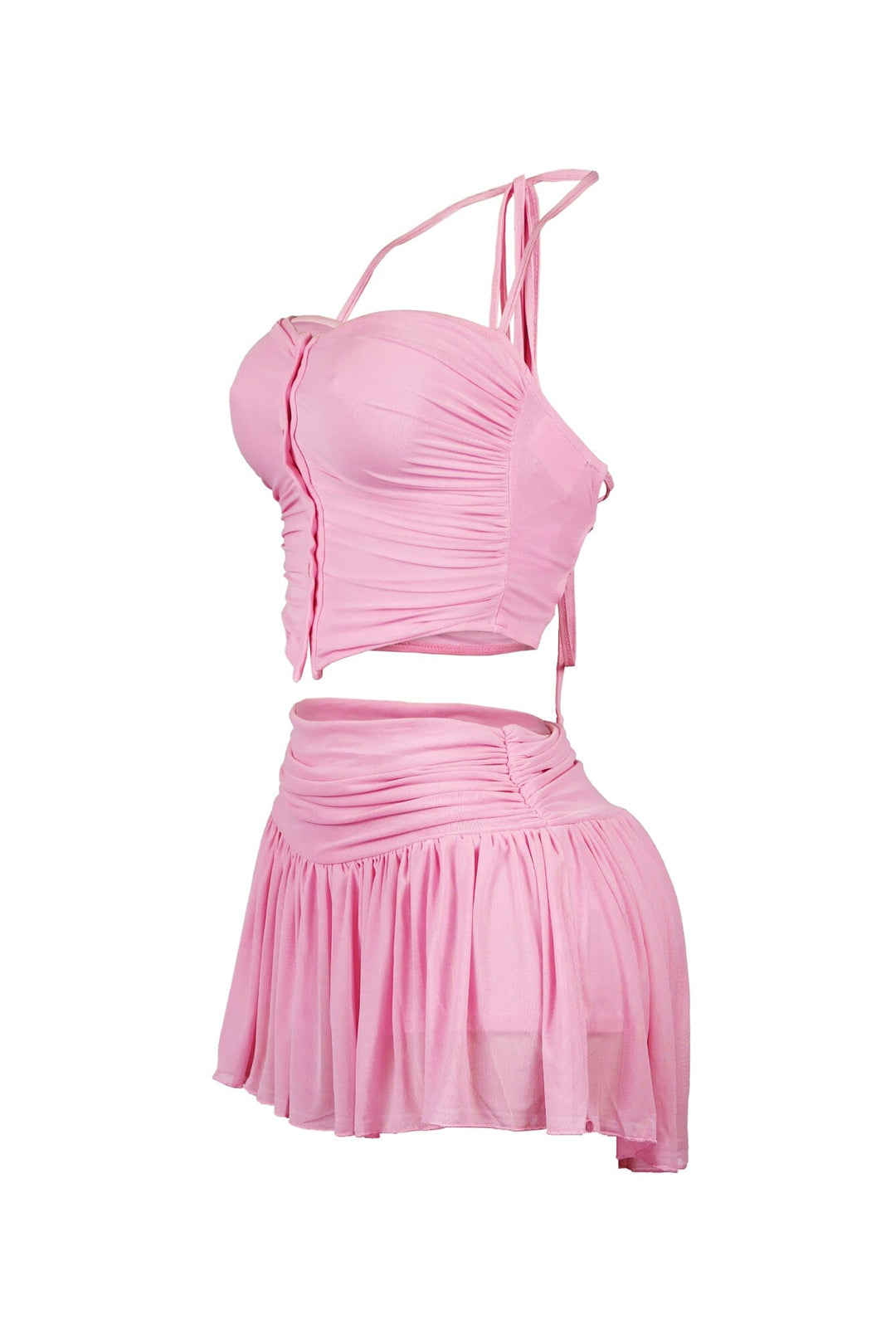 Stuck With U Mesh Ruched Top &amp; Skirt SET
