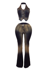 The Wayside Vintage Halter Top &amp; Bottom SET