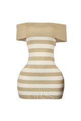 Lara Off Shoulder Sleeveless Striped Mini Dress