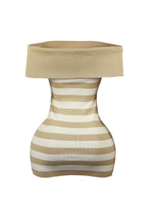 Lara Off Shoulder Sleeveless Striped Mini Dress