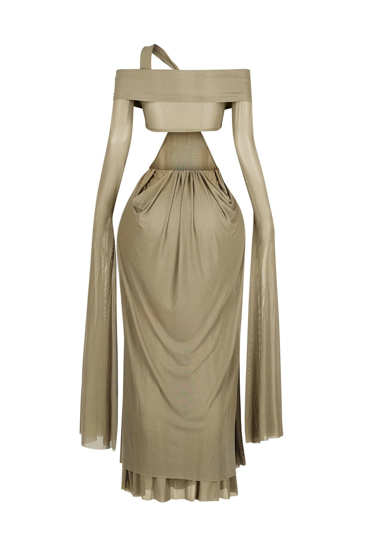 Wrap Me Slow Mesh Maxi Dress