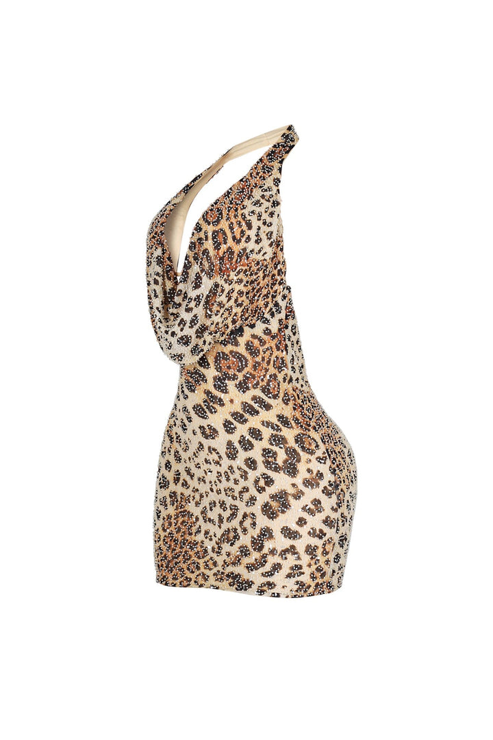 Spotted Allure Beaded Mini Dress