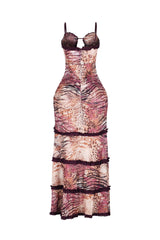 Cut To Flow Mesh Maxi Dress