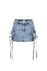 Strap In Denim Mini Skirt