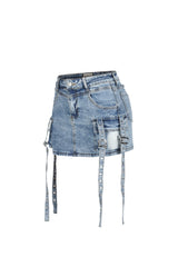 Strap In Denim Mini Skirt