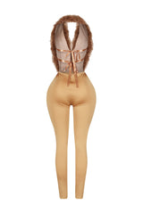 Fur Kissed Backless Jumpsuit