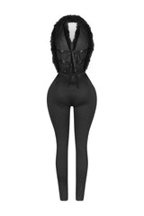 Fur Kissed Backless Jumpsuit