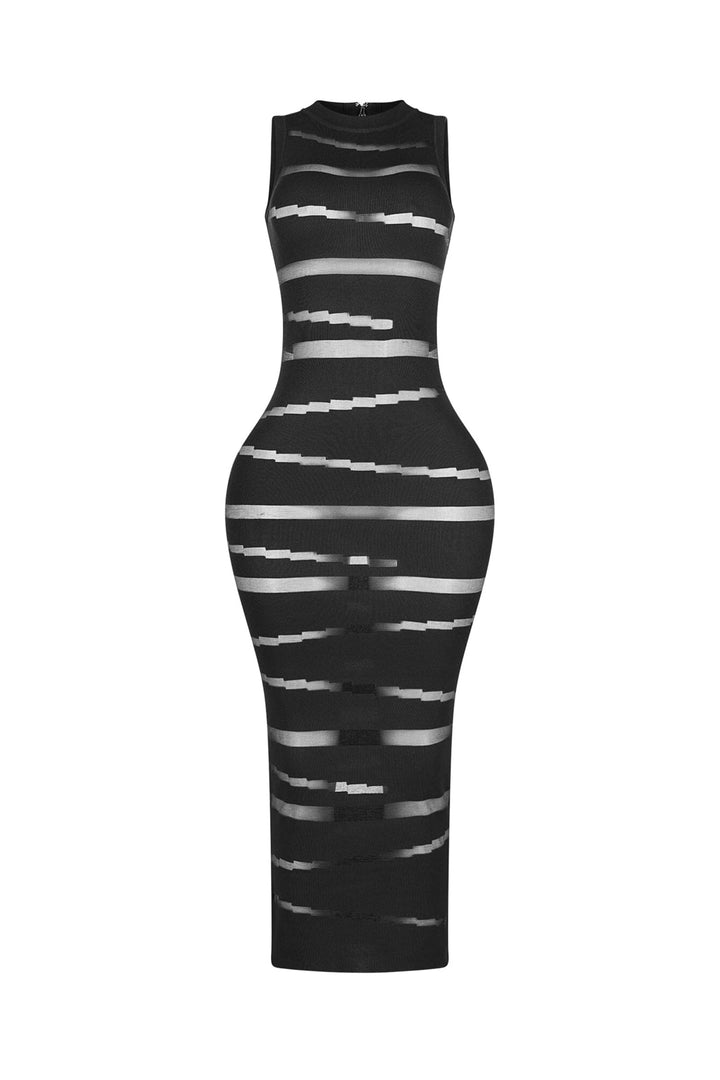 Obsidian Mesh Knit Contrast Dress