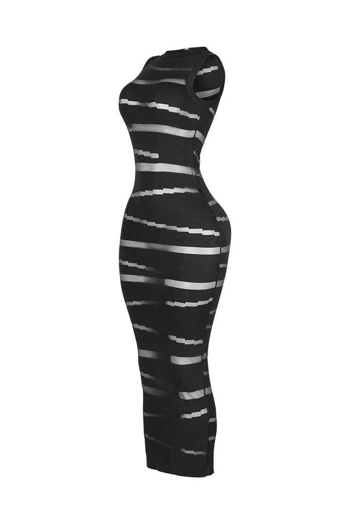 Obsidian Mesh Knit Contrast Dress