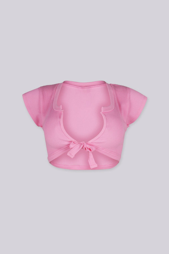 Karina Ribbed Tie Crop Top