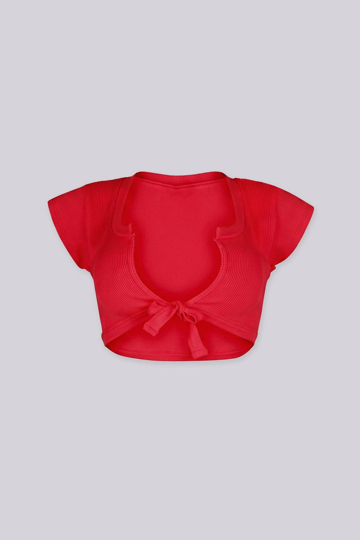 Karina Ribbed Tie Crop Top