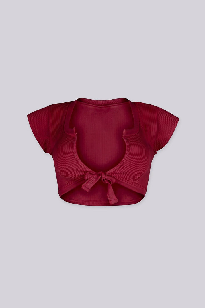 Karina Ribbed Tie Crop Top