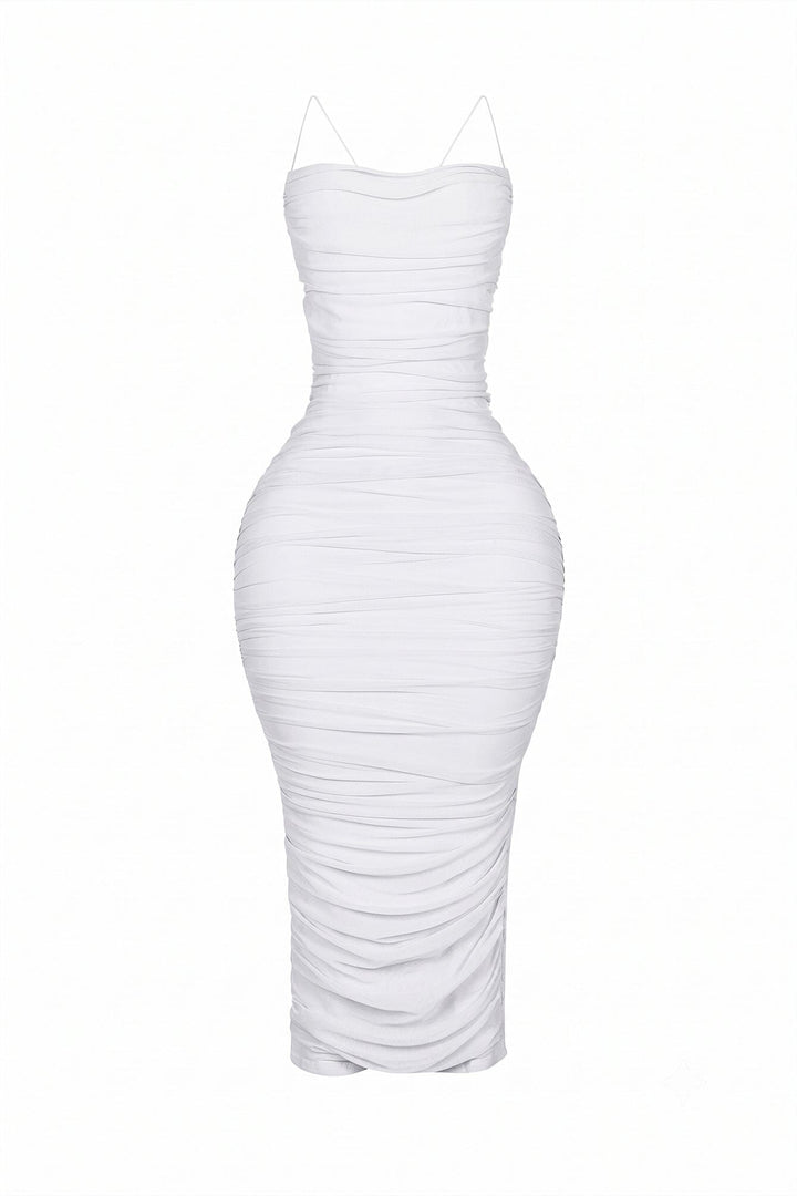 Alyssa Mesh Ruched Midi Dress