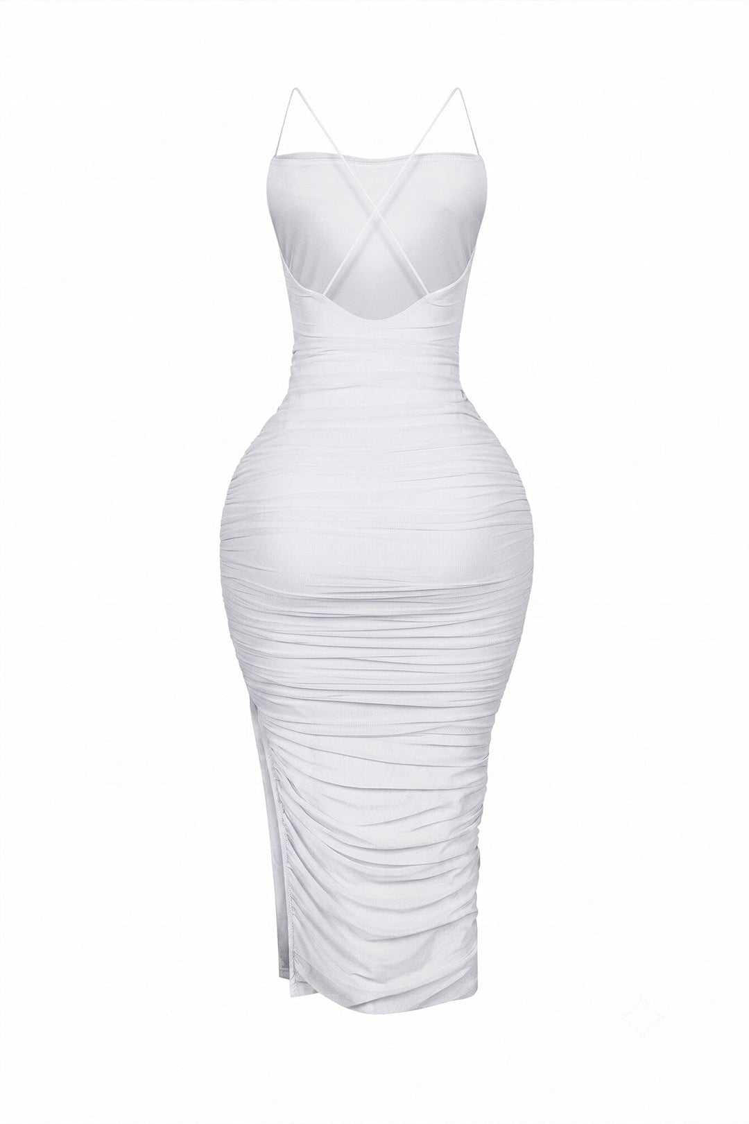 Alyssa Mesh Ruched Midi Dress