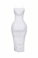 Alyssa Mesh Ruched Midi Dress