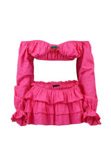 Vanilla Cherry Off Shoulder Top &amp; Skirt SET