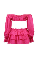 Vanilla Cherry Off Shoulder Top &amp; Skirt SET