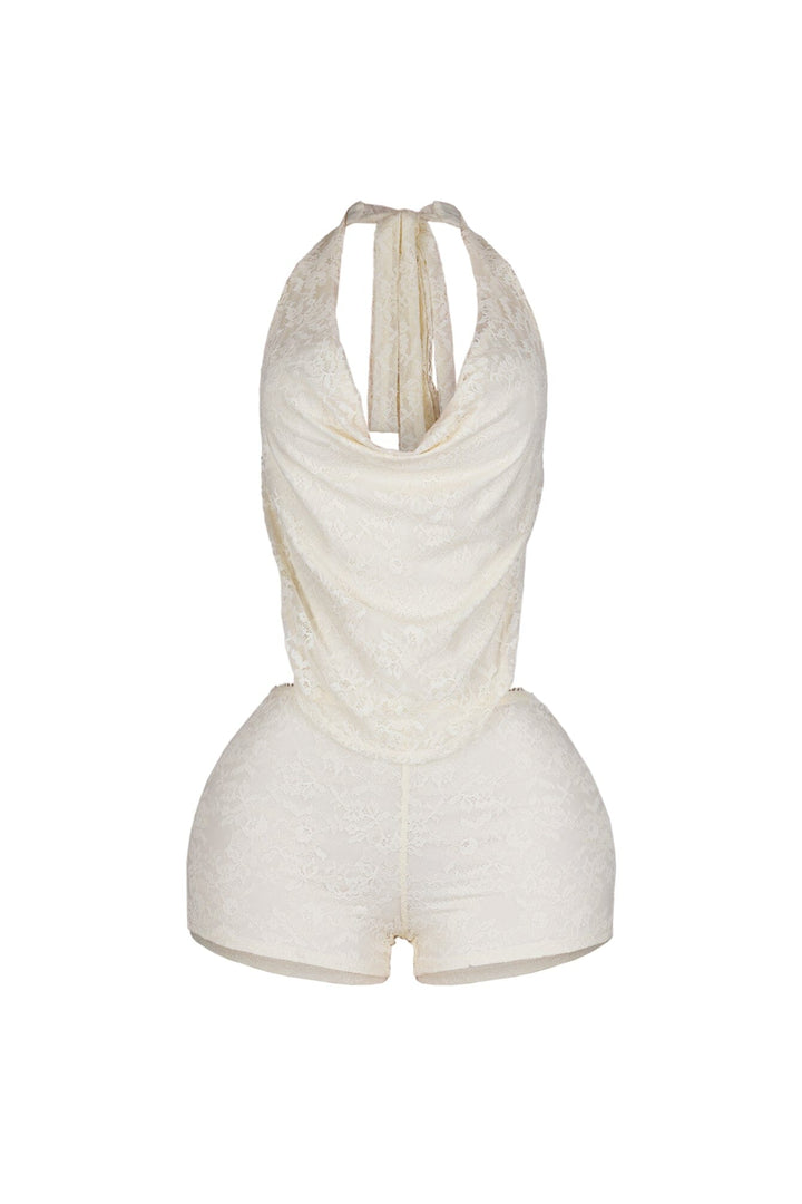 Zelia Lace Halter Romper