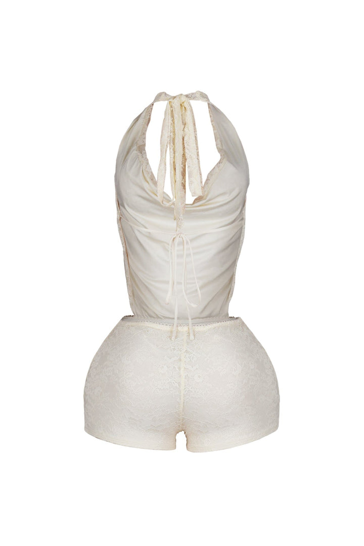 Zelia Lace Halter Romper