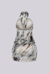 Kalahari Metallic Halter Mini Dress