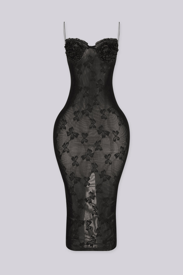 Bellamy Flower Mesh Midi Dress