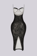 Bellamy Flower Mesh Midi Dress