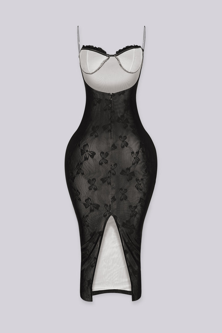 Bellamy Flower Mesh Midi Dress