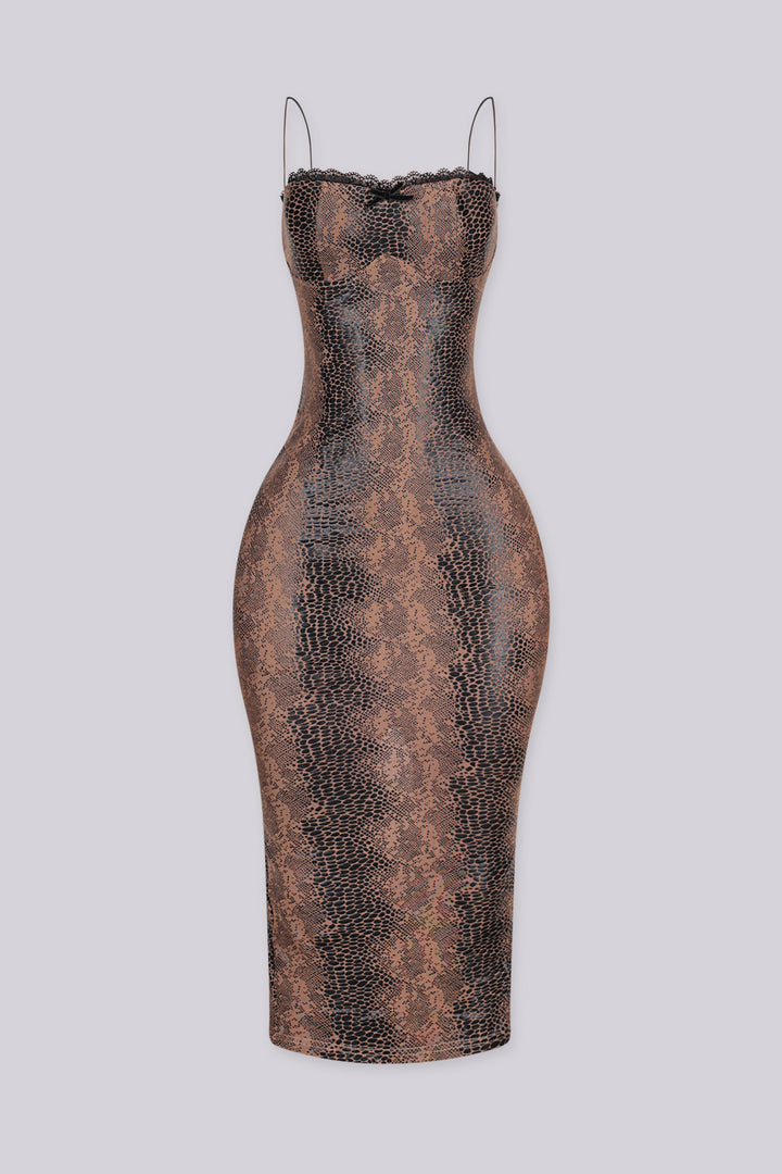 Cobra Print Midi Dress