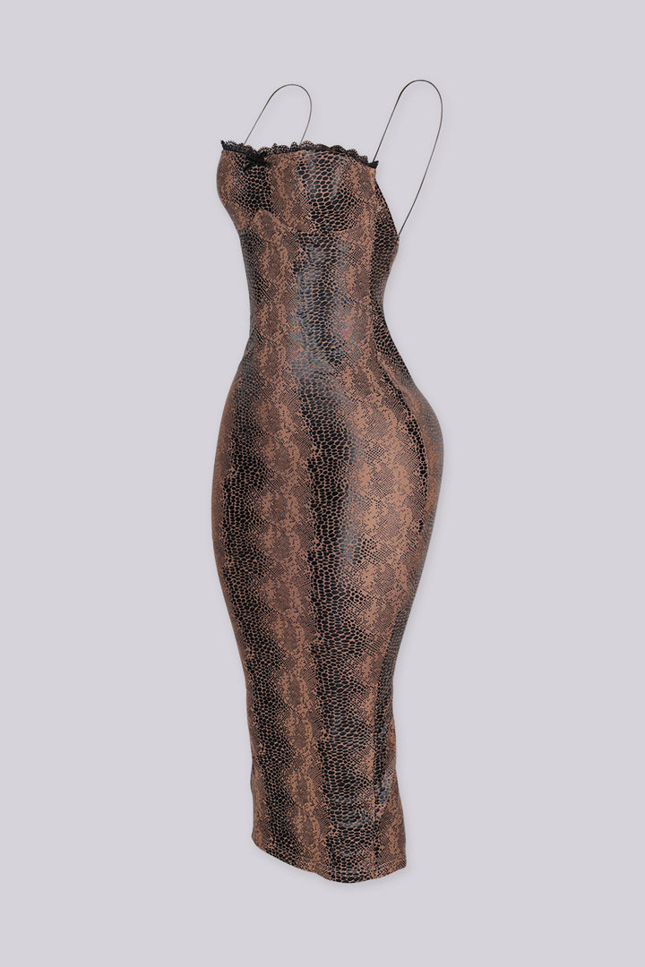 Cobra Print Midi Dress