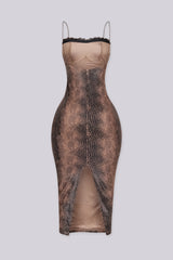 Cobra Print Midi Dress
