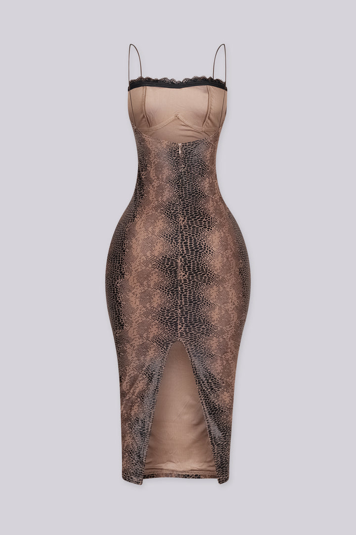 Cobra Print Midi Dress