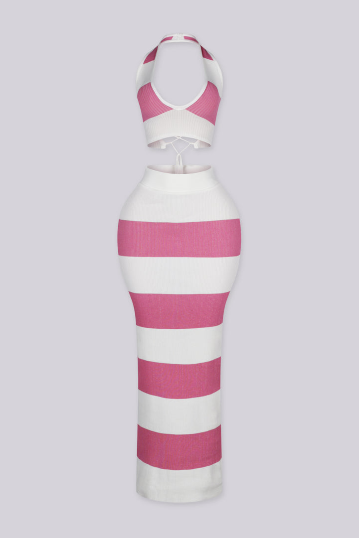 Positano Ribbed Knit Top &amp; Skirt SET