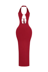 Backburn Cut Out Halter Midi Dress