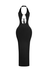 Backburn Cut Out Halter Midi Dress