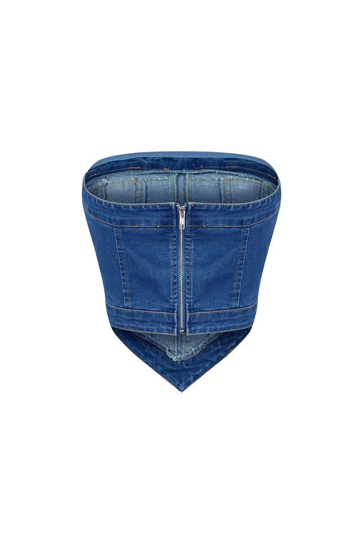 As It Was Strapless Denim Top