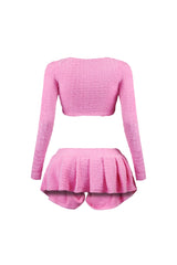 As Time Goes Fuzzy Cardigan Top &amp; Skirt SET