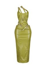 Seoul PU Buckle Maxi Dress