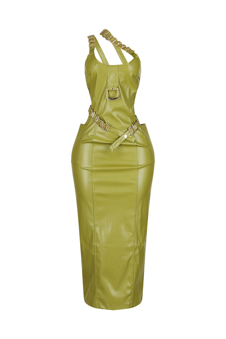 Seoul PU Buckle Maxi Dress