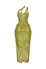 Seoul PU Buckle Maxi Dress
