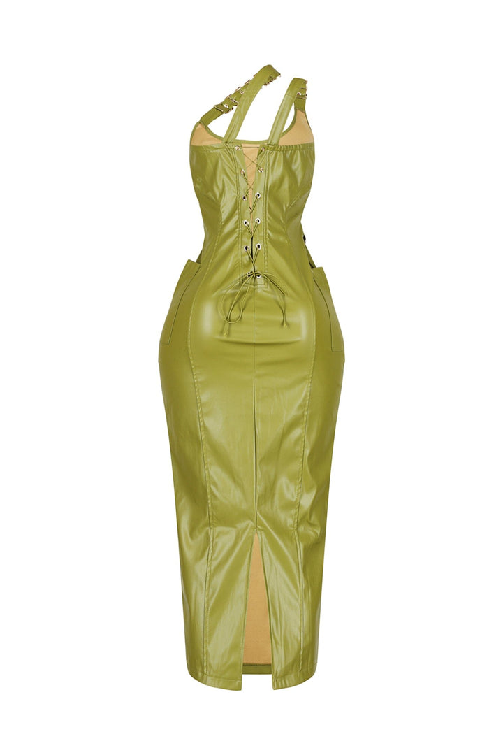 Seoul PU Buckle Maxi Dress