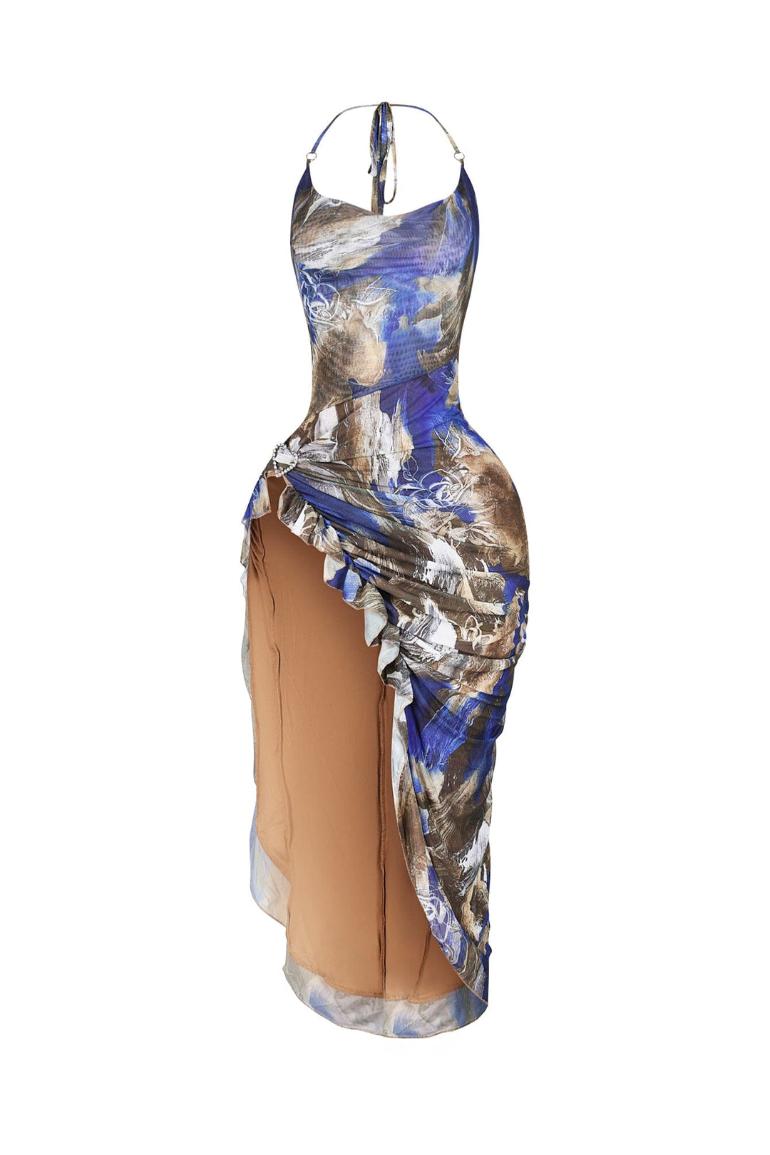 Sorrento Mesh Print Ruffle Midi Dress
