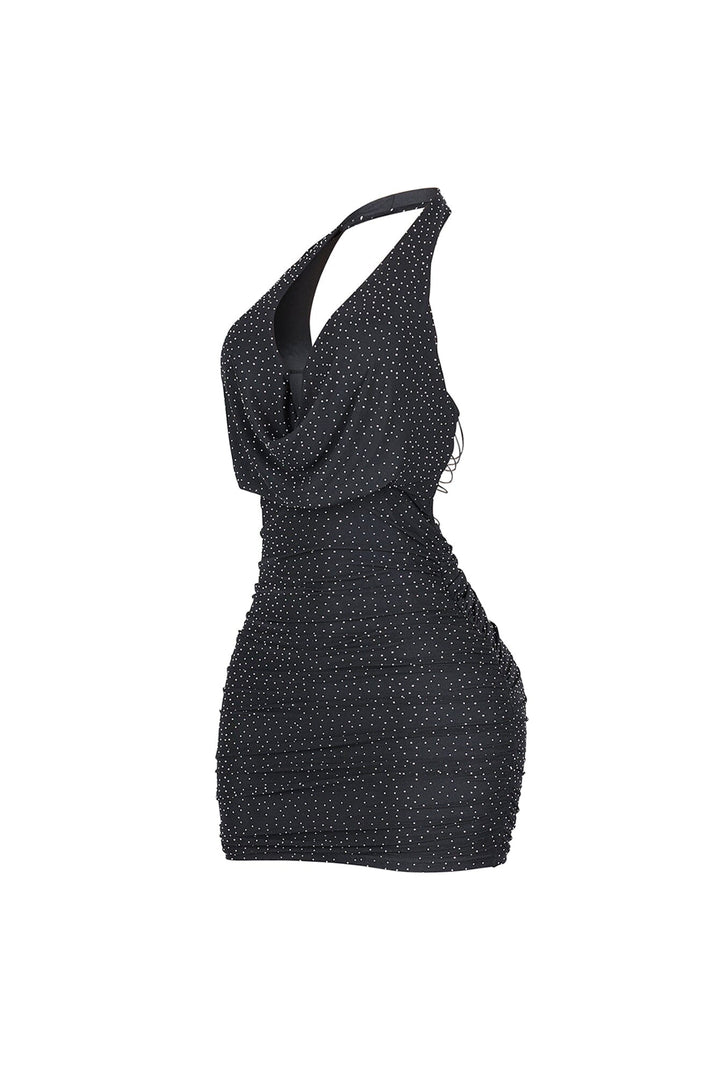 Crystelle Rhinestone Mesh Mini Dress